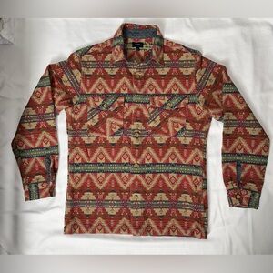 J.Crew Aztec Southwestern Jacquard Textured Long Sleeve Jacket Mens Sz S Red